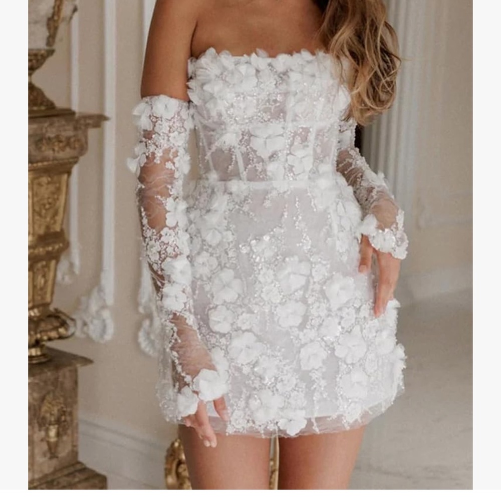 NEW White Bridal Floral Mini Dress
